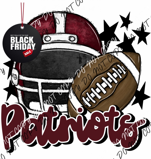 Football Helmet Patriots Dtf Transfer (See Color Options) Pocket Size 3 / Maroon Lettering Transfers