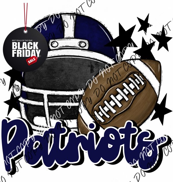 Football Helmet Patriots Dtf Transfer (See Color Options) Pocket Size 3 / Navy Lettering Transfers