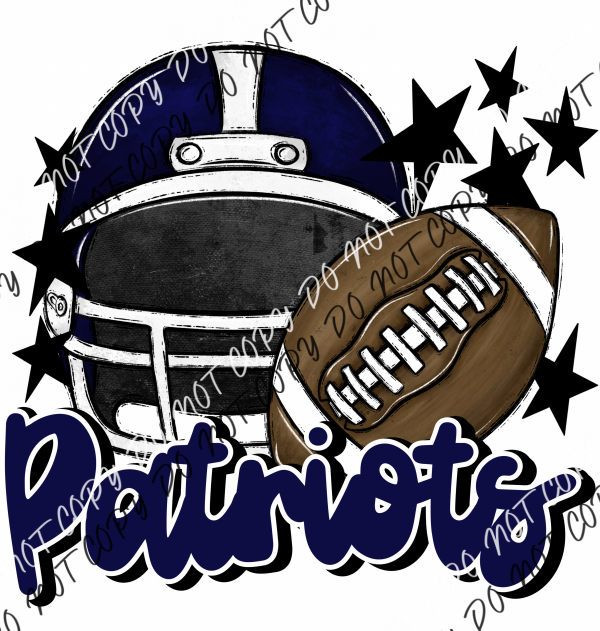 Football Helmet Patriots Dtf Transfer (See Color Options) Pocket Size 3 / Navy Lettering Transfers