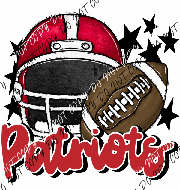 Football Helmet Patriots Dtf Transfer (See Color Options) Pocket Size 3 / Red Lettering Transfers