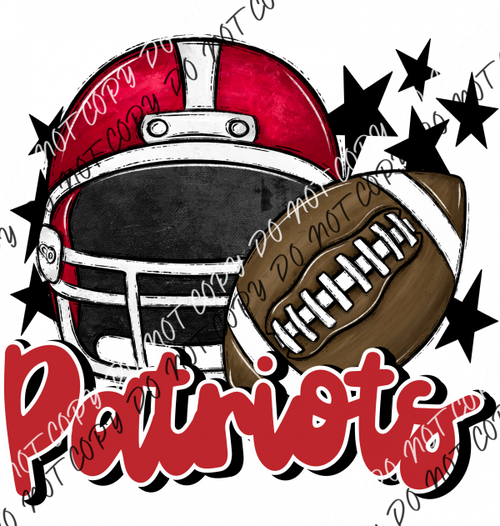 Football Helmet Patriots Dtf Transfer (See Color Options) Pocket Size 3 / Red Lettering Transfers