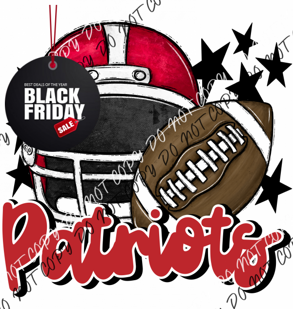 Football Helmet Patriots Dtf Transfer (See Color Options) Pocket Size 3 / Red Lettering Transfers