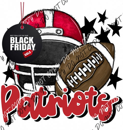 Football Helmet Patriots Dtf Transfer (See Color Options) Pocket Size 3 / Red Lettering Transfers