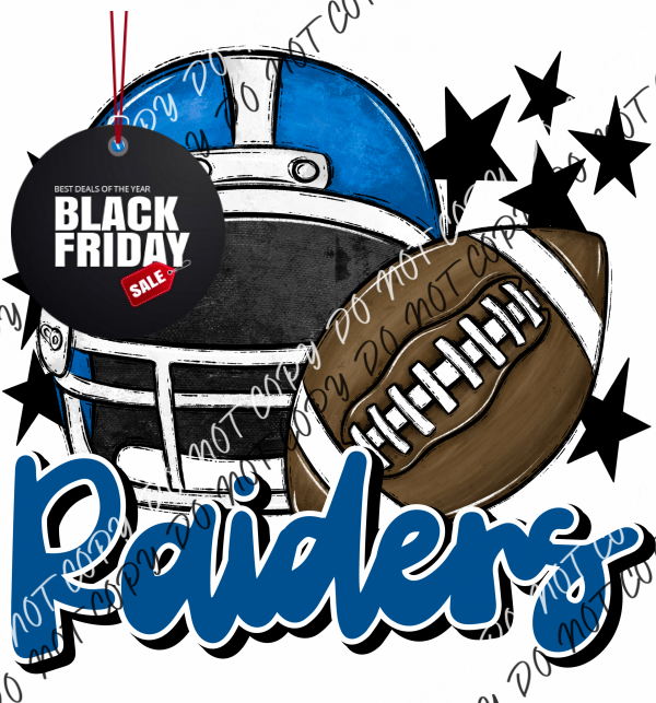 Football Helmet Raiders Dtf Transfer (See Color Options) Pocket Size 3 / Royal Transfers