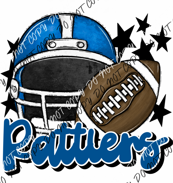 Football Helmet Rattlers Dtf Transfer (See Color Options) Pocket Size 3 / Royal Lettering Transfers