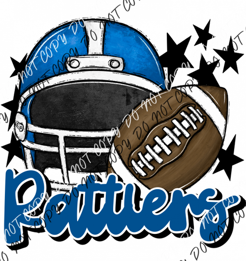 Football Helmet Rattlers Dtf Transfer (See Color Options) Pocket Size 3 / Royal Lettering Transfers