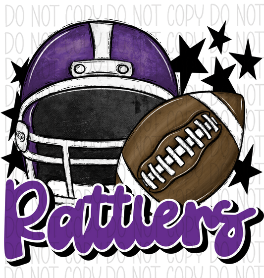 Football Helmet Rattlers Dtf Transfer (See Color Options) Pocket Size 3 / Purple Lettering Transfers