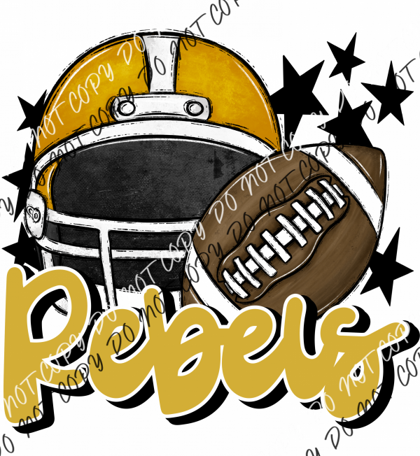 Football Helmet Rebels Dtf Transfer (See Color Options) Pocket Size 3 / Gold Transfers