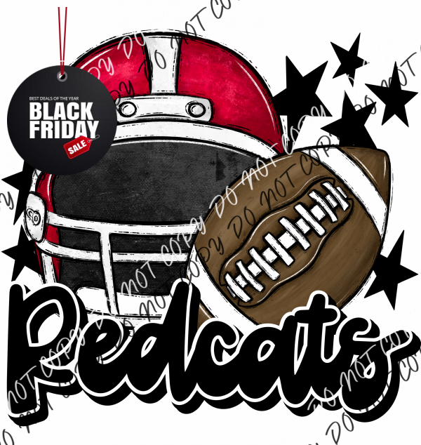 Football Helmet Redcats Dtf Transfer (See Color Options) Pocket Size 3 / Red Black Lettering