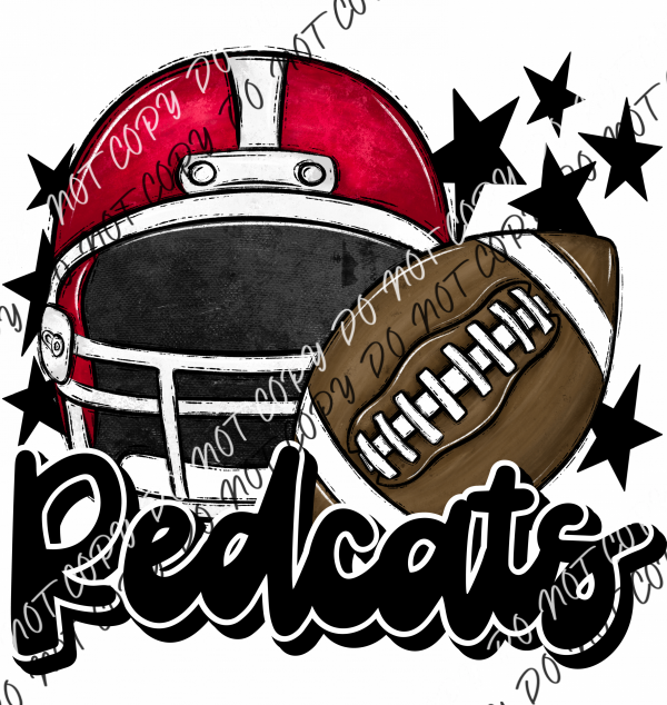 Football Helmet Redcats Dtf Transfer (See Color Options) Pocket Size 3 / Red Black Lettering