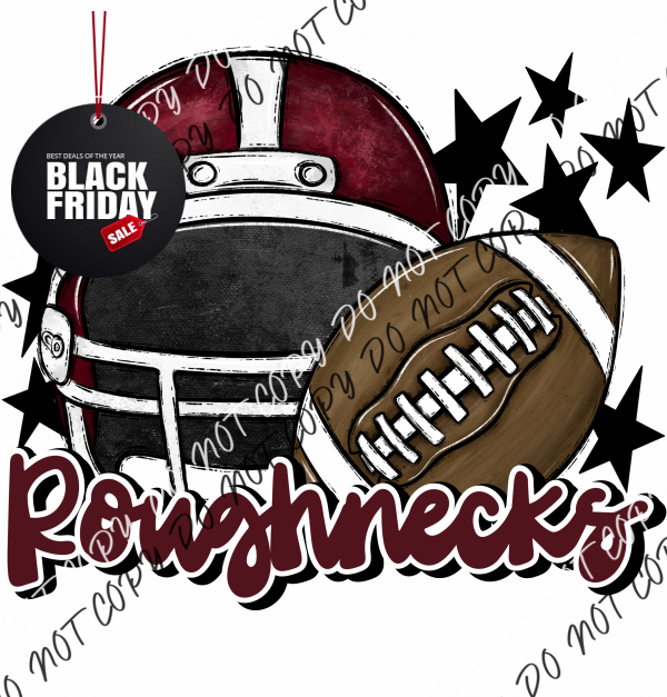 Football Helmet Roughnecks Dtf Transfer (See Color Options) Pocket Size 3 / Maroon Lettering