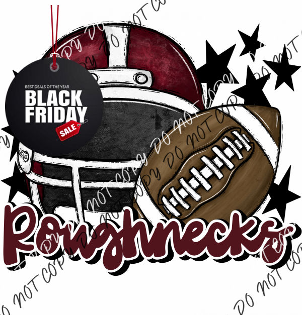 Football Helmet Roughnecks Dtf Transfer (See Color Options) Pocket Size 3 / Maroon Lettering