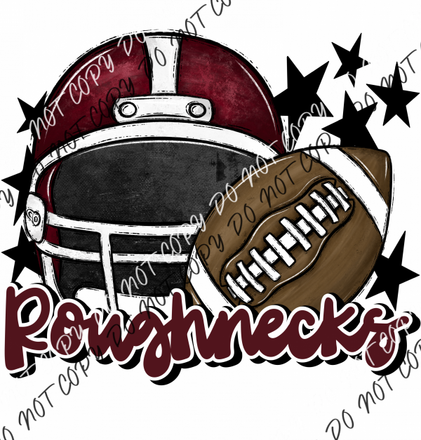 Football Helmet Roughnecks Dtf Transfer (See Color Options) Pocket Size 3 / Maroon Lettering