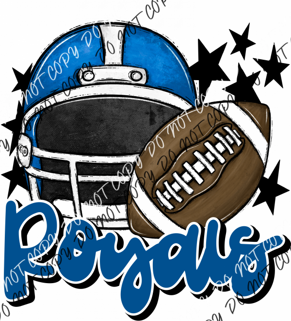 Football Helmet Royals Dtf Transfer (See Color Options) Pocket Size 3 / Royal Lettering Transfers