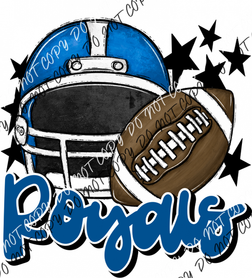 Football Helmet Royals Dtf Transfer (See Color Options) Pocket Size 3 / Royal Lettering Transfers