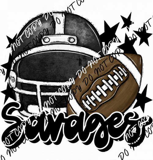 Football Helmet Savages DTF Transfer (See Color Options) - We Print U Press DTF Transfers