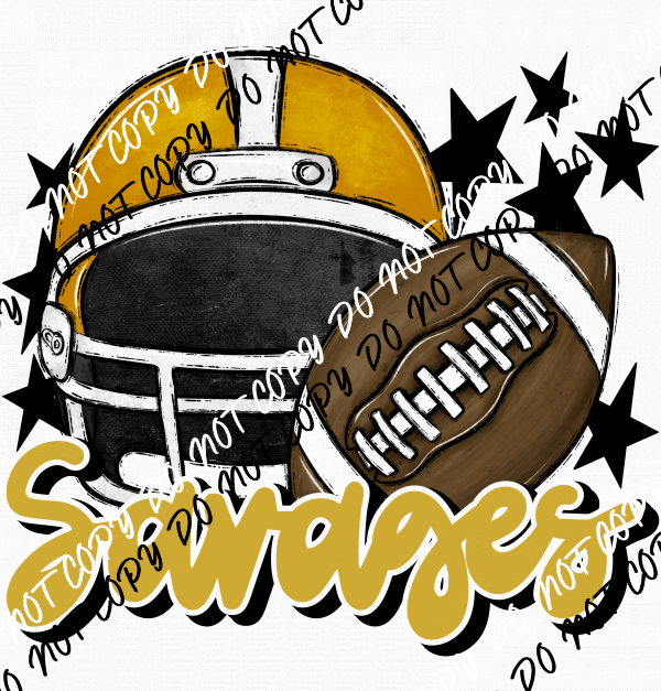 Football Helmet Savages DTF Transfer (See Color Options) - We Print U Press DTF Transfers