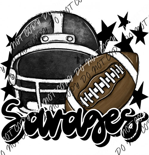 Football Helmet Savages Dtf Transfer (See Color Options) Pocket Size 3 / Black Lettering Transfers