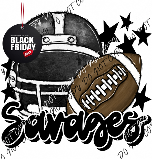 Football Helmet Savages Dtf Transfer (See Color Options) Pocket Size 3 / Black Lettering Transfers