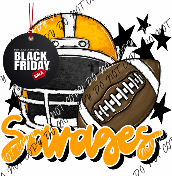 Football Helmet Savages Dtf Transfer (See Color Options) Pocket Size 3 / Yellow Lettering Transfers