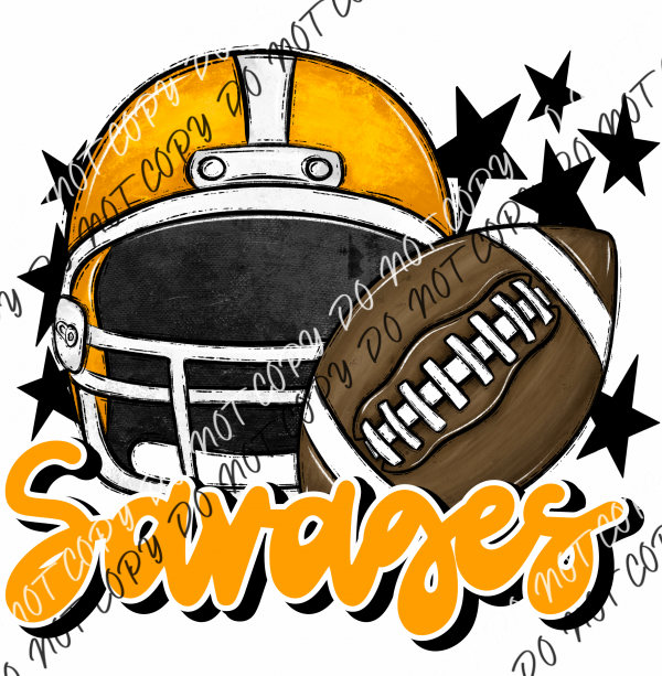 Football Helmet Savages Dtf Transfer (See Color Options) Pocket Size 3 / Yellow Lettering Transfers