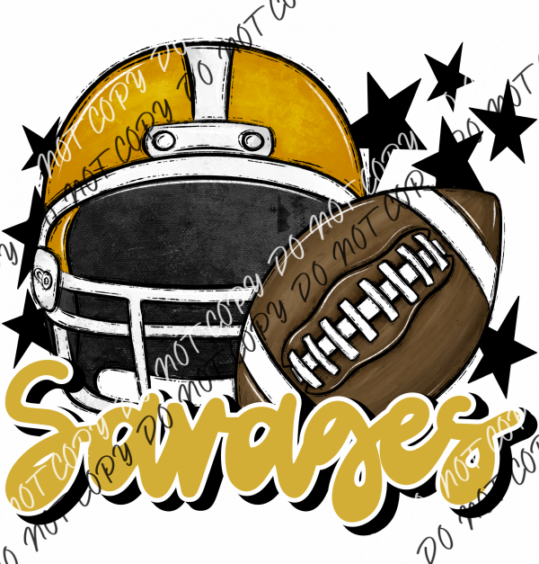 Football Helmet Savages Dtf Transfer (See Color Options) Pocket Size 3 / Gold Lettering Transfers