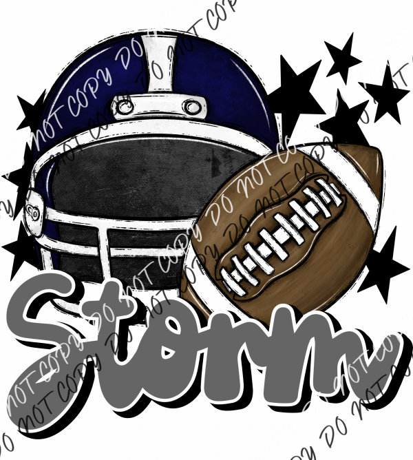 Football Helmet Storm Dtf Transfer (See Color Options) Pocket Size 3 / Navy Gray Lettering Transfers