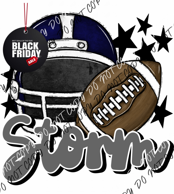 Football Helmet Storm Dtf Transfer (See Color Options) Pocket Size 3 / Navy Gray Lettering Transfers