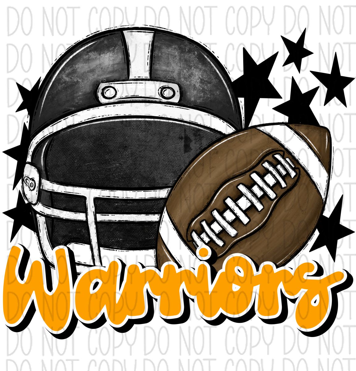 Football Helmet Warriors Dtf Transfer (See Color Options) Pocket Size 3 / Black With Yellow