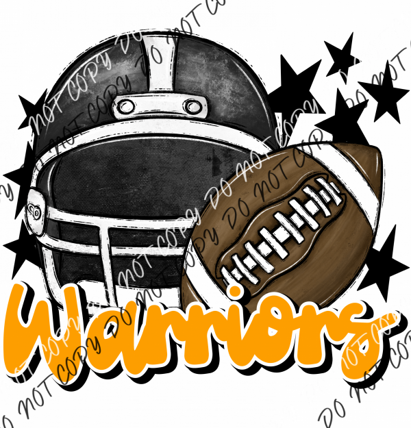 Football Helmet Warriors Dtf Transfer (See Color Options) Pocket Size 3 / Black With Yellow