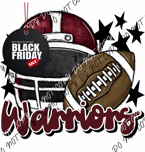 Football Helmet Warriors Dtf Transfer (See Color Options) Pocket Size 3 / Maroon Transfers