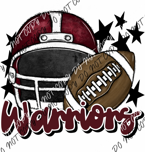 Football Helmet Warriors Dtf Transfer (See Color Options) Pocket Size 3 / Maroon Transfers