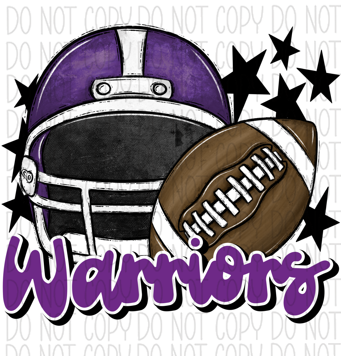 Football Helmet Warriors Dtf Transfer (See Color Options) Pocket Size 3 / Purple Transfers