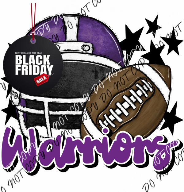 Football Helmet Warriors Dtf Transfer (See Color Options) Pocket Size 3 / Purple Transfers