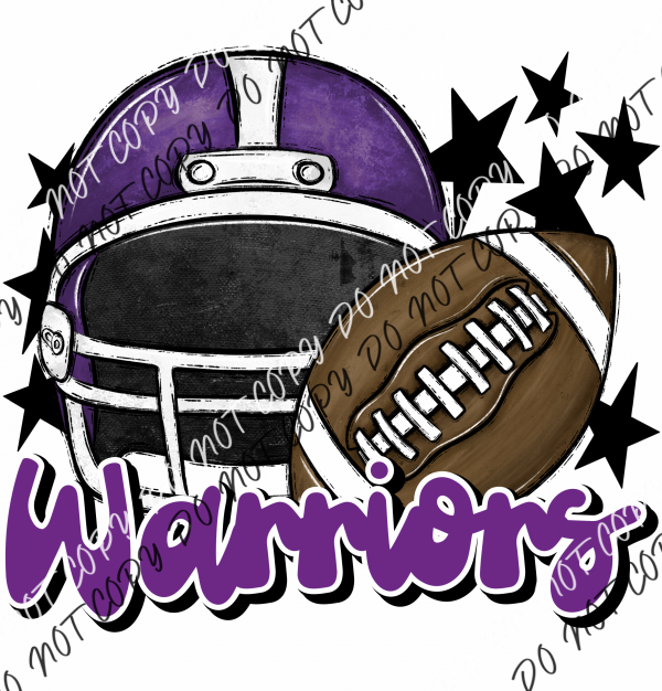 Football Helmet Warriors Dtf Transfer (See Color Options) Pocket Size 3 / Purple Transfers