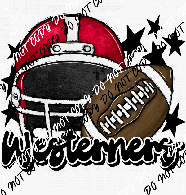 Football Helmet Westerners DTF Transfer (See Color Options) - We Print U Press DTF Transfers