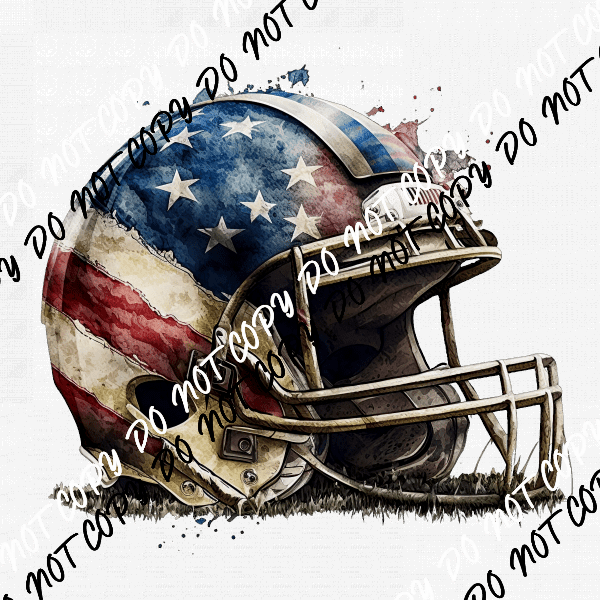 Football Helmet with American Flag Watercolor DTF Transfer - We Print U Press DTF Transfers