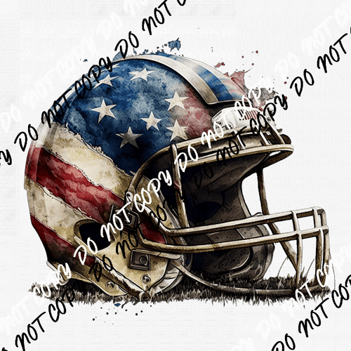 Football Helmet with American Flag Watercolor DTF Transfer - We Print U Press DTF Transfers