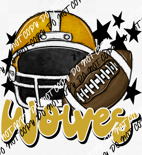 Football Helmet Wolves DTF Transfer (See Color Options) - We Print U Press DTF Transfers