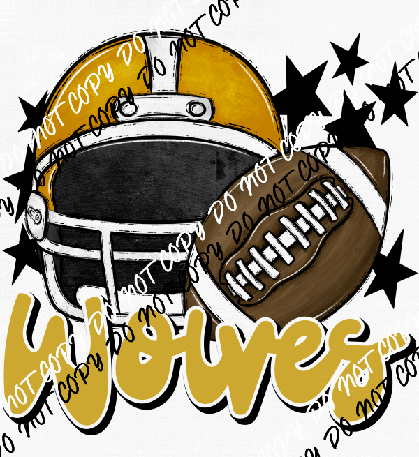 Football Helmet Wolves DTF Transfer (See Color Options) - We Print U Press DTF Transfers