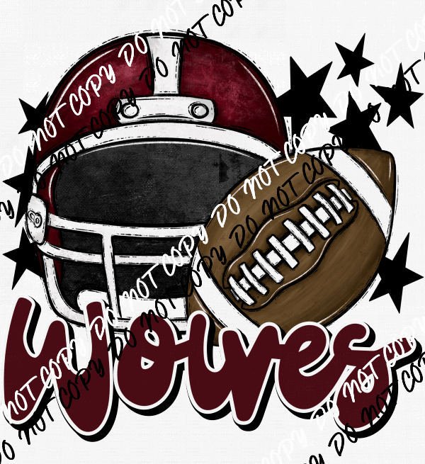 Football Helmet Wolves DTF Transfer (See Color Options) - We Print U Press DTF Transfers