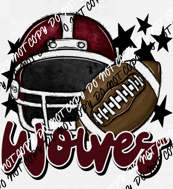 Football Helmet Wolves DTF Transfer (See Color Options) - We Print U Press DTF Transfers