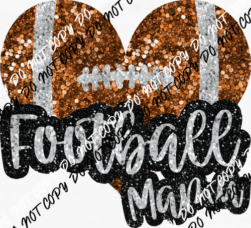 Football Mama Heart Faux Sequin DTF Transfer - We Print U Press DTF Transfers