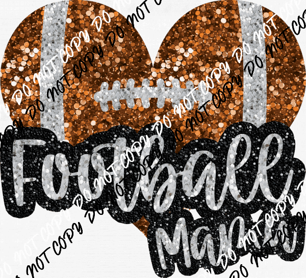 Football Mama Heart Faux Sequin DTF Transfer - We Print U Press DTF Transfers