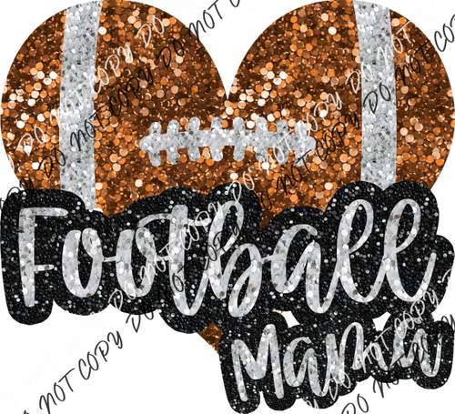 Football Mama Heart Faux Sequin Dtf Transfer Rtp Transfers