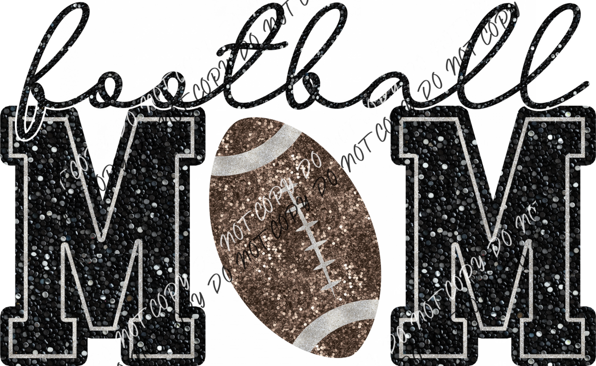 Football Mom Faux Sequin Dtf Transfer (See Color Options) Pocket Size 3 / Black Transfers