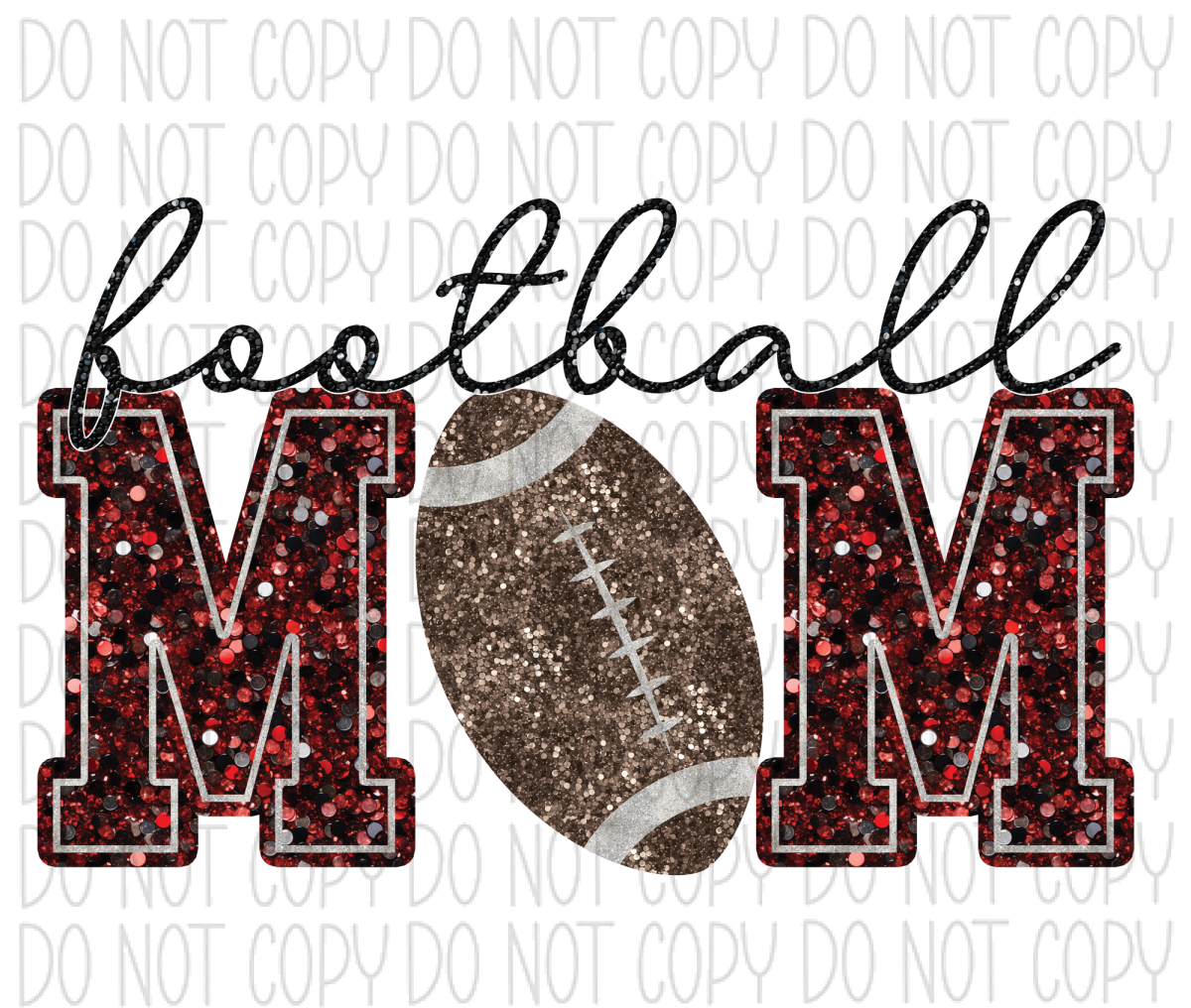 Football Mom Faux Sequin Dtf Transfer (See Color Options) Pocket Size 3 / Maroon Transfers