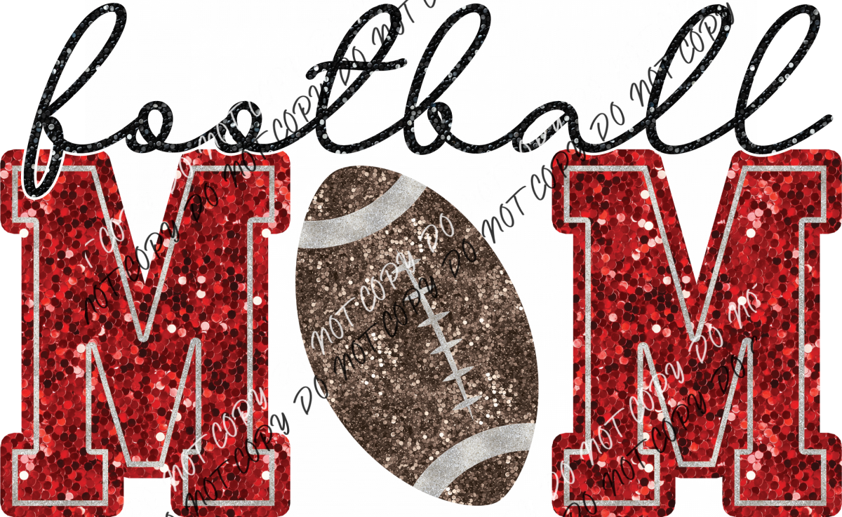 Football Mom Faux Sequin Dtf Transfer (See Color Options) Pocket Size 3 / Red Transfers