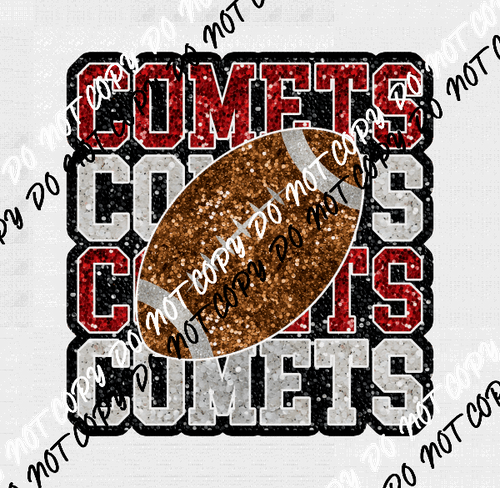 Football Teams faux sequin DTF Transfer (See Team Name Options) - We Print U Press DTF Transfers