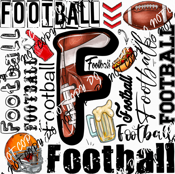 Football Word Collage Distressed DTF Transfer - We Print U Press DTF Transfers